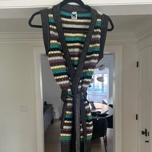 M by MISSONI - Multicolour Wool Knit Belted Sweater Vest - Size US 8 / IT 44
